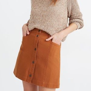 NWT Madewell Button-Front A-Line Pocket Mini Skirt